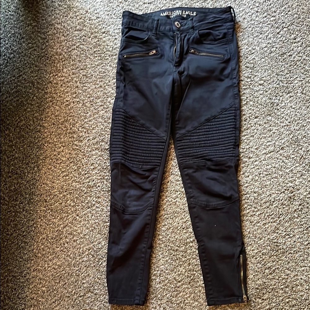 American Eagle Black Moto Jeans